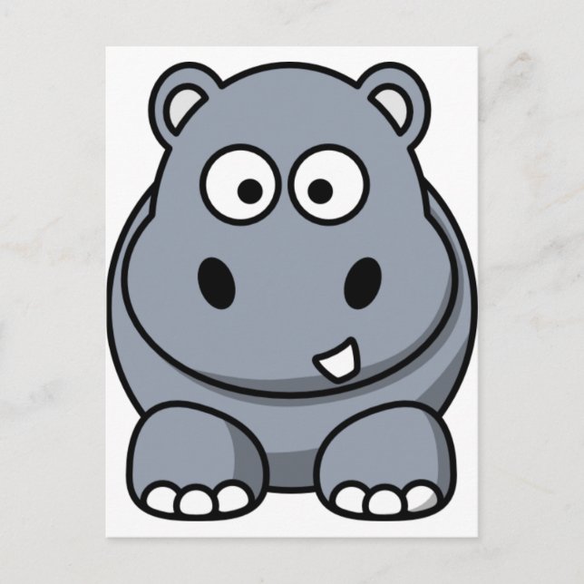 Cute Cartoon Hippo Postcard (Front)
