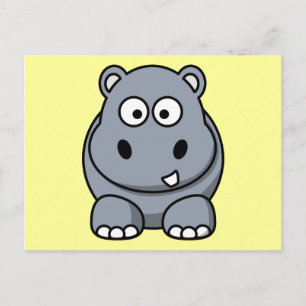 Cute Cartoon Hippo Postcard