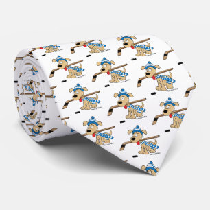 Cute Cartoon Hockey Dog Tie