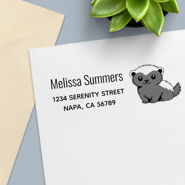 Cute Cartoon Honey Badger Return Address Self-inking Stamp (Creator Uploaded)