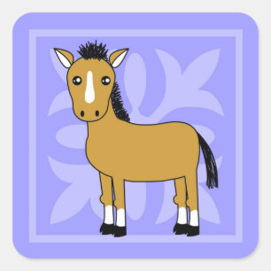 Cute Cartoon Horse Pretty Background Square Sticker