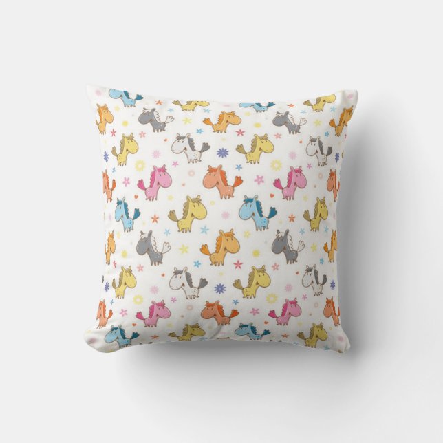 Cute Cartoon Horses Cushion (Front)
