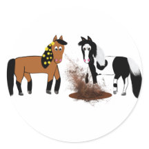 Cute Cartoon Horses playing