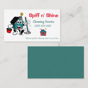 Cute Cartoon House Design Cleaning Services Business Card