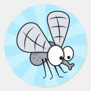Cute Cartoon House Fly Classic Round Sticker