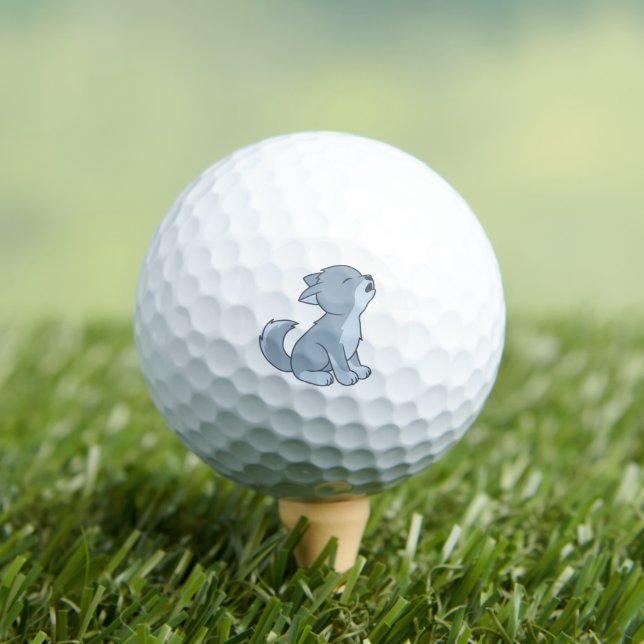 Cute Cartoon Howling Wolf Pup Golf Balls (Insitu Tee)