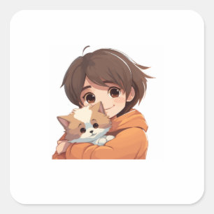 Cute Cartoon Hugging Pet Sticker Kawaii Animal H