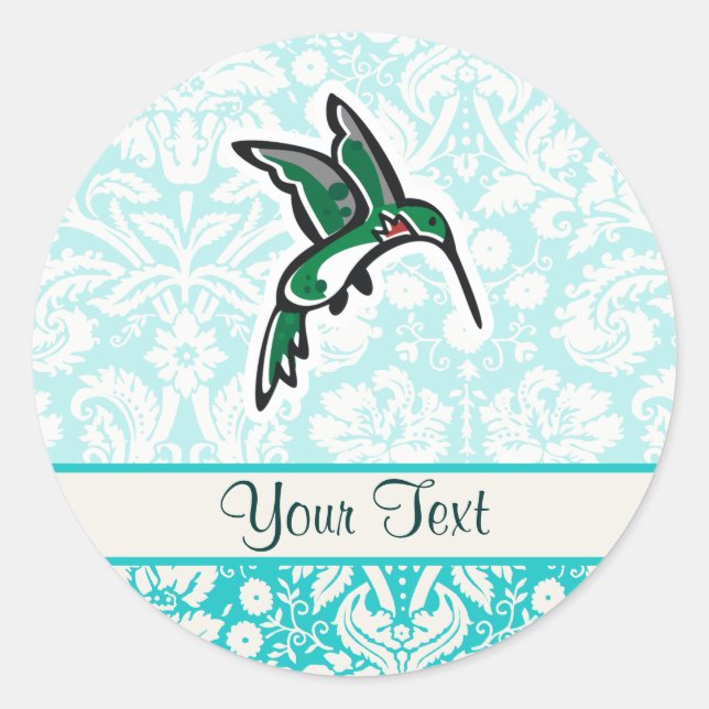 Cute Cartoon Hummingbird Classic Round Sticker (Front)