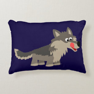Cute Cartoon Hungry Wolf Accent Pillow
