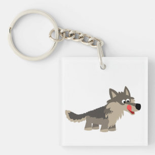 Cute Cartoon Hungry Wolf  Acrylic Keychain