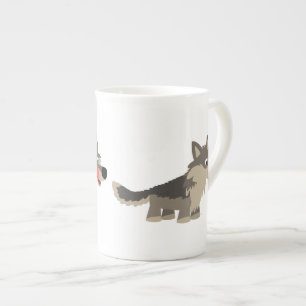 Cute Cartoon Hungry Wolf Bone China Mug