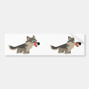 Cute Cartoon Hungry Wolf  Bumper Sticker