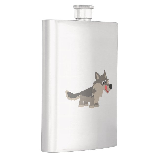 Cute Cartoon Hungry Wolf Classic Flask (Right)