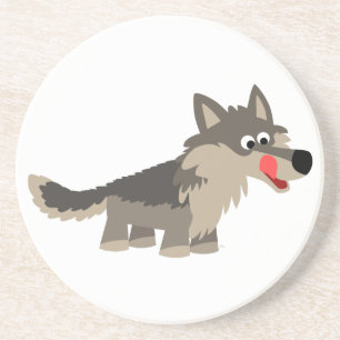 Cute Cartoon Hungry Wolf Coaster