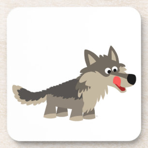 Cute Cartoon Hungry Wolf Coasters Set