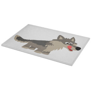 Cute Cartoon Hungry Wolf Cutting Board