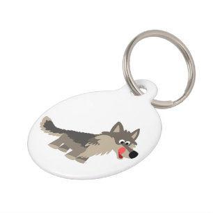 Cute Cartoon Hungry Wolf Dog Tag
