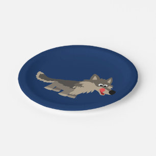 Cute Cartoon Hungry Wolf Paper Plates