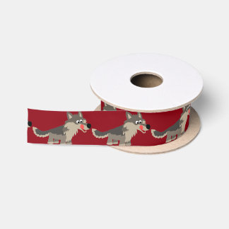 Cute Cartoon Hungry Wolf Ribbon Satin Ribbon