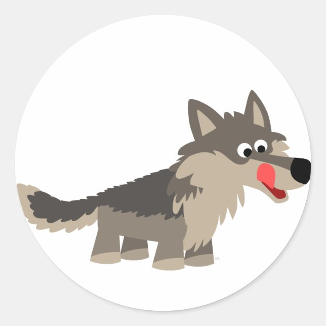 Cute Cartoon Hungry Wolf  Sticker (Front)