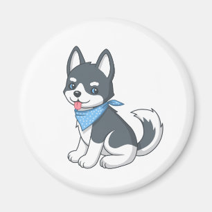 Cute Cartoon Husky Puppy Dog Magnet