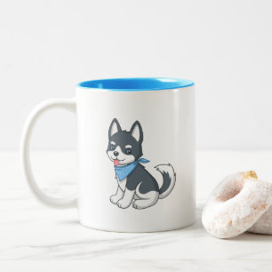 Cute Cartoon Husky Puppy Dog Two-Tone Coffee Mug