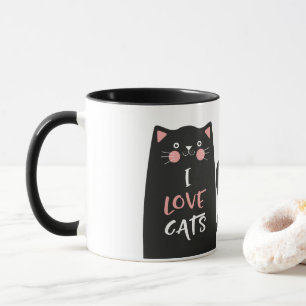 Cute Cartoon I Love Cats Mug