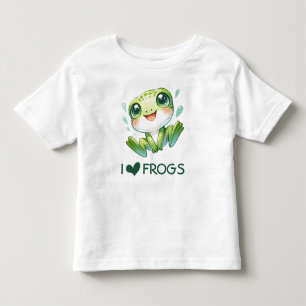 Cute Cartoon I Love Frogs Toddler T-Shirt
