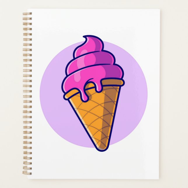Cute Cartoon Ice Cream Cone Planner (Front)