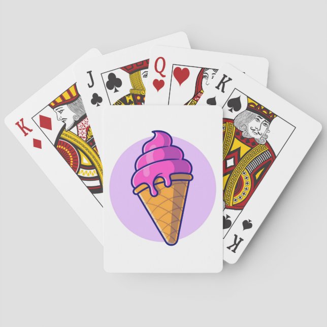 Cute Cartoon Ice Cream Cone Playing Cards (Back)