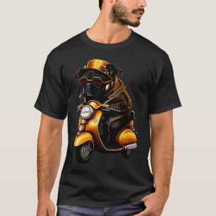 Cute cartoon illustration of a pug dog riding a go T-Shirt