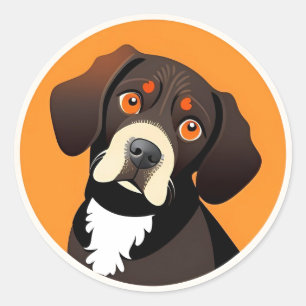 Cute Cartoon Illustration of a Puppy Classic Round Sticker