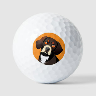 Cute Cartoon Illustration of a Puppy Golf Balls
