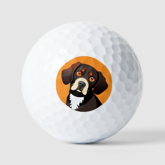 Cute Cartoon Illustration of a Puppy Golf Balls (Front)