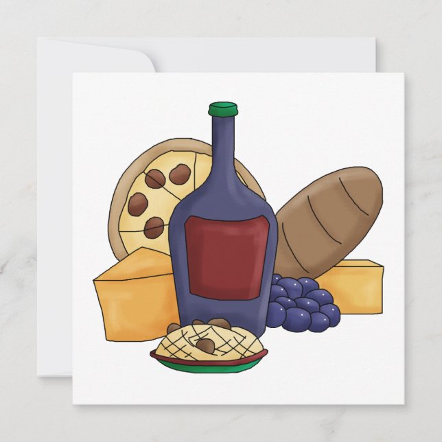 Cute Cartoon Italian Food Pasta Bread Wine Cheese (Front)
