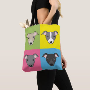 Cute cartoon Italian greyhounds colourful pop art Tote Bag
