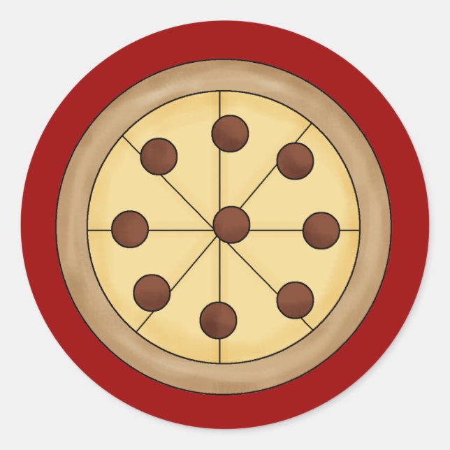 Cute Cartoon Italian Pizza Pie Delicious Meal Classic Round Sticker (Front)