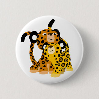 Cute Cartoon Jaguars In Love Button Badge