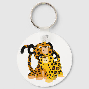 Cute Cartoon Jaguars In Love Keychain