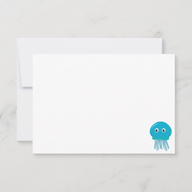 Cute Cartoon Jellyfish Custom Blank Card (Front)