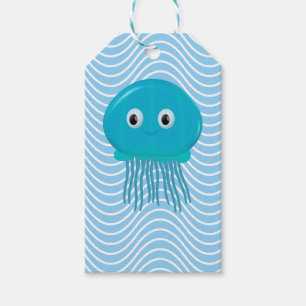 Cute Cartoon Jellyfish In Blue Ocean Gift Tags