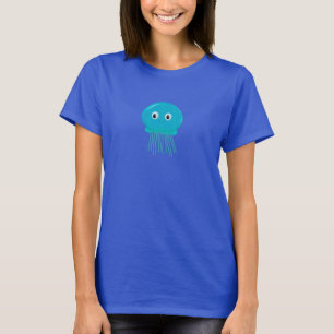 Cute Cartoon Jellyfish In Blue Ocean T-Shirt