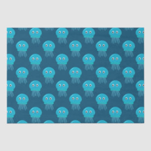 Cute Cartoon Jellyfish Pattern In Blue Ocean Tissue Paper