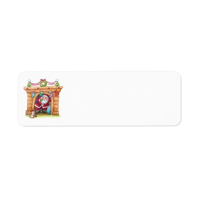 Cute Cartoon Jolly Santa Claus Coming Down Chimney (Front)