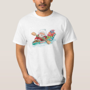 Cute Cartoon Jolly Santa Claus in a Row Boat T-Shirt
