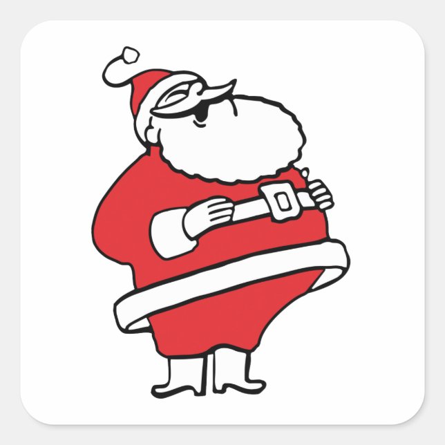 Cute Cartoon Jolly Santa Claus Laughing Ho Ho Ho Square Sticker (Front)