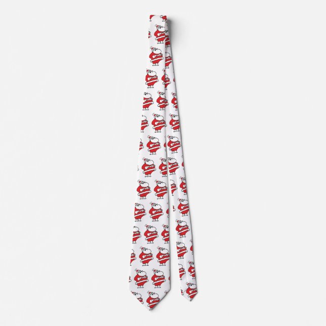 Cute Cartoon Jolly Santa Claus Laughing Ho Ho Ho Tie (Front)