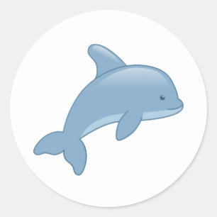 Cute Cartoon Jumping Dolphin Classic Round Sticker