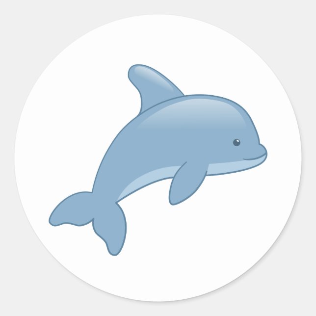Cute Cartoon Jumping Dolphin Classic Round Sticker (Front)