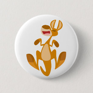 Cute Cartoon Jumping Kangaroo Button Badge